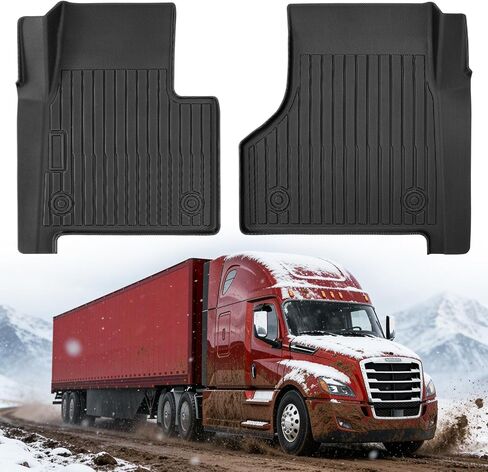 Floor Mats for Freightliner Cascadia 2026 2025 2024 2023 2022 2021 2019 2018, All-Weather Heavy Duty Semi Truck Floor Liners, Cab Mats Rubber Carpet for Freightliner Cascadia Big Rig Accessories in Kuwait
