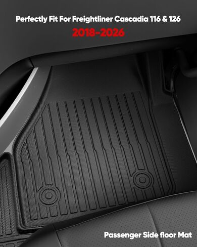 Floor Mats for Freightliner Cascadia 2026 2025 2024 2023 2022 2021 2019 2018, All-Weather Heavy Duty Semi Truck Floor Liners, Cab Mats Rubber Carpet for Freightliner Cascadia Big Rig Accessories in Kuwait