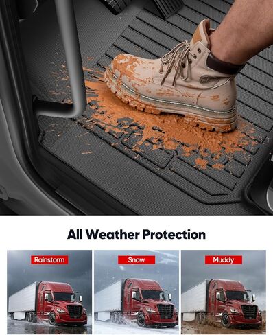 Floor Mats for Freightliner Cascadia 2026 2025 2024 2023 2022 2021 2019 2018, All-Weather Heavy Duty Semi Truck Floor Liners, Cab Mats Rubber Carpet for Freightliner Cascadia Big Rig Accessories in Kuwait