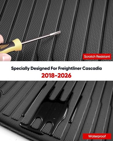 Floor Mats for Freightliner Cascadia 2026 2025 2024 2023 2022 2021 2019 2018, All-Weather Heavy Duty Semi Truck Floor Liners, Cab Mats Rubber Carpet for Freightliner Cascadia Big Rig Accessories in Kuwait