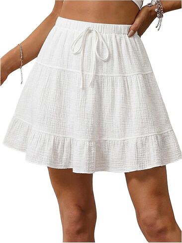 تنورة SHENHE النسائية الصيفية ذات الكشكشة المتدرجة ذات الخصر العالي تنورة كاجوال للخروج in Kuwait