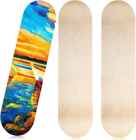 Honoson 16 Pcs Blank Skateboard Decks Bulk 32 x 8 Inch 7 Ply Maple Wooden Plain Skate Decks Natural Wood Double Tail Skateboard for Art Painting Wall Home Decoration in Saudi Arabia