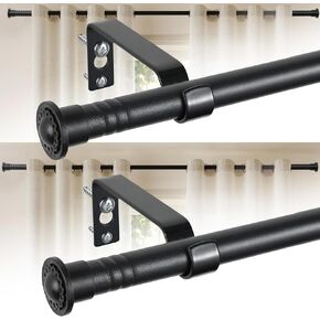 2 Pack Curtain Rods for Windows 28 to 64 Inch, 5/8 Inch Small Cafe Window Curtain Rods with Brackets in Matte Black,Adjustable Sectional Design for Lightweight Curtains in Bedroom,Kitchen,RV,Bathroom in Kuwait