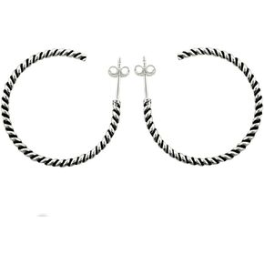 30mm Sterling Silver Twisted Braided Hoops Earrings Antiqued Finish Spiral Design .925 in Kuwait