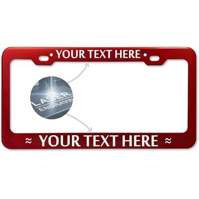 GoPlates Custom License Plate Frame - Laser Engraved Personalization - Fits Standard US Plates - Unique Car Accessory - Red in Saudi Arabia