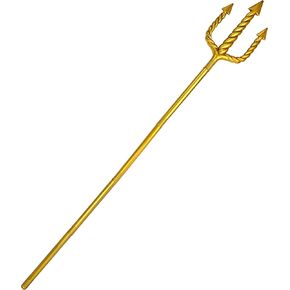 60 بوصة الذهب ترايدنت، ترايدنت الرمح اللعب البلاستيكية ترايدنت الملك نبتون زي ملحق للبالغين هالوين تأثيري in Kuwait