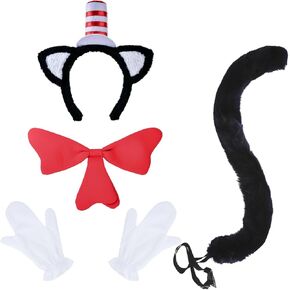 Halloween Cosplay Party Reading Day Dress Up Red White Costume Accessories (4-Piece Set in Kuwait