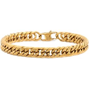 Stainless Steel Cuban Link Bracelet for Men, Classic Chain Bracelet - Men’s Bracelets in Silver/Gold/Black - Meaningful Gift for Son, Husband, Dad & Boyfriend - Hypoallergenic Jewelry with Gift Box in Kuwait