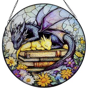 Dragon Stained Glass Window Hanging,9.8 Inch Sun Catchers Indoor Window,Suncatchers for Windows Hanging,Room Decor,Dragon Gifts for Women in Saudi Arabia