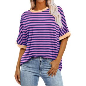 Womens Oversized T Shirts Summer Tops Short Sleeve Spring Casual Loose Fit Workout Pullover Tops Beach Vacation Tops in Kuwait
