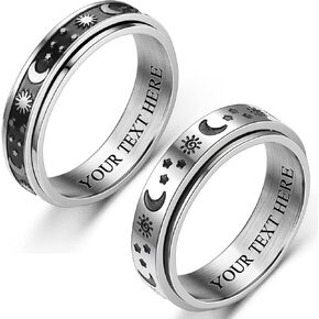 2PCS Matching Promise Rings for Him & Her, Custom Engraving Personalized Ring, Retro Spinner Fidget Ring for Wedding for Couple & Best Friend (2 in 1 set) in Kuwait