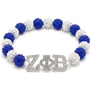 ZPB Sorority Paraphernalia Gift,Fashion Greek Sorority Female Bracelet,Zeta Beaded Stretch Bracelets,Rystal Rhinestone Bracelet with ΖΦΒ Symbol in Kuwait