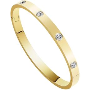 18K Gold-Plated Women's Bracelet, Friendship and Love Bracelet, Cross Stainless Steel Bracelet, Zircon Jewelry, Birthday and Holiday Gift in Saudi Arabia