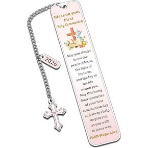 2026 First Communion Gifts for Girls, 1st Holy Communion Gift for Teen Girls Kids, Religious Bookmarks, Easter Basket Stuffers for Toddler Boys, Catholic Bookmark for Daughter Son in Saudi Arabia