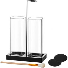 Zhehao 4 Pcs 2 in 1 Incense Holder for Sticks with Glass Ash Catcher Kit, Includes 1 Upside Down Anti-ash Flying Incense Burner 1 Ash Brush and 2 Mats for Meditation, Yoga, Spa, Home Decor in Kuwait