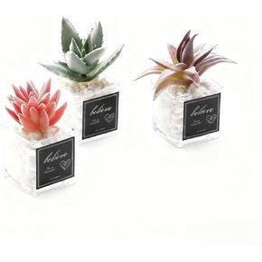 3 عبوات من النباتات المزيفة، نباتات خضراء صناعية صغيرة، نباتات صناعية في أوعية زجاجية، نباتات صناعية صغيرة لغرفة النوم وغرفة المعيشة الجمالية ورف المكتب وديكور الحمام in Kuwait