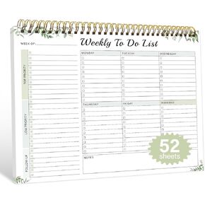 مفكرة قائمة المهام الأسبوعية مع 52 ورقة غير مؤرخة (8.5 بوصة × 11 بوصة) - مخطط مكتب أسبوعي غير مؤرخ للنساء والرجال، اللوازم المدرسية/المكتبية in Kuwait