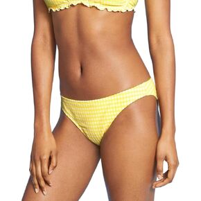 Women's Juniors Textured Cheeky Bikini Bottom - (as1, Alpha, m, Regular, Regular, Yellow) in Saudi Arabia