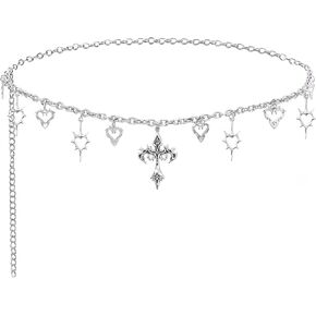 Gothic Cross Waist Chain - Punk Goth Hip Hop Belt Chains with Heart and Cross Tassel, Vintage Grunge Belt Accessories for Women Men Halloween Coaplay Party in Kuwait
