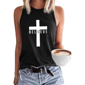 قمصان Believe Cross النسائية بلا أكمام، تي شيرتات مسيحية in Kuwait