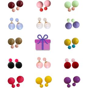 Multi Pairs Double sided Earrings with Front-Back Stud Double Ball Earrings in Various Styles and Sets for Women in Saudi Arabia