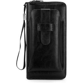 Genuine Leather Long Wallet for Men, Large Capacity, Zipper, Fashion Business Clutch, Card Holder, Travel in Kuwait