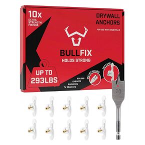 Bullfix Extra Heavy Duty Drywall Anchors, Holds up to 293lbs, Hollow Wall Anchor Mount Set, Stronger Than Toggle Bolts and Butterfly Bolt Screw, Dry Wall Anchors and Screws Kit - Starter Pack in Kuwait