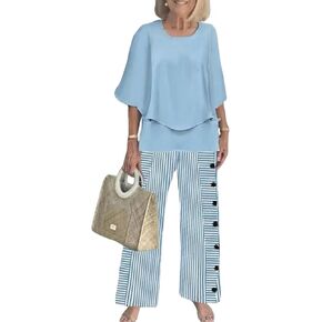 لوز صالة مجموعات للنساء 2026 الصيف عادية 3/4 كم قمصان بنطال ذو قصة أرجل واسعة مطابقة رياضية مجموعات ملابس السفر in Kuwait