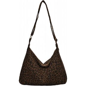 حقيبة حمل بطباعة الفهد الفهد للنساء، حقائب كتف من القماش الكتاني Y2K بطباعة حيوانات مع سحاب، محفظة كروس لطيفة خفيفة الوزن كل يوم، هدايا إكسسوارات الفهد in Kuwait