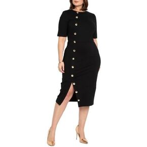 ELOQUII Women's Plus Size Button Front Workwear Dress in Kuwait