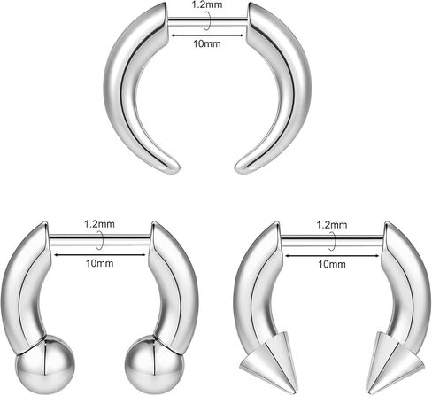 3Pcs Push in Septum Ring C Shape Pincher Tapers Septum Rings Horseshoe Septum Hoops for Women Men Heavy Gauges Nose Cartilage Hoop 16G Silver Black Gold in Saudi Arabia