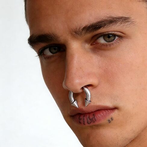 3Pcs Push in Septum Ring C Shape Pincher Tapers Septum Rings Horseshoe Septum Hoops for Women Men Heavy Gauges Nose Cartilage Hoop 16G Silver Black Gold in Saudi Arabia