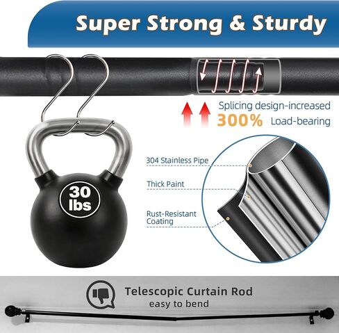 2 حزمة قضبان ستائر للنوافذ من 28 إلى 64 بوصة، 5/8 بوصة قضبان ستائر نافذة مقهى صغيرة مع أقواس باللون الأسود غير اللامع، تصميم مقطعي قابل للتعديل للستائر خفيفة الوزن في غرفة النوم والمطبخ والمركبات الترفيهية والحمام in Kuwait