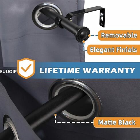 2 حزمة قضبان ستائر للنوافذ من 28 إلى 64 بوصة، 5/8 بوصة قضبان ستائر نافذة مقهى صغيرة مع أقواس باللون الأسود غير اللامع، تصميم مقطعي قابل للتعديل للستائر خفيفة الوزن في غرفة النوم والمطبخ والمركبات الترفيهية والحمام in Kuwait