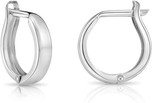 14K Solid White Gold Plain Huggie Hoop Earrings, Small Size Hoops for Women… in Saudi Arabia
