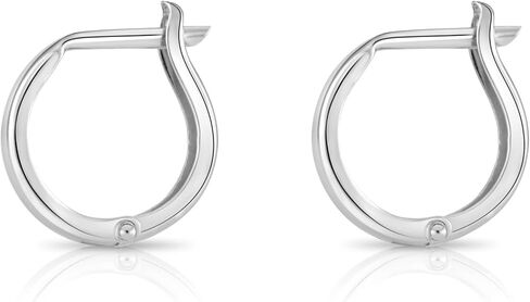 14K Solid White Gold Plain Huggie Hoop Earrings, Small Size Hoops for Women… in Saudi Arabia