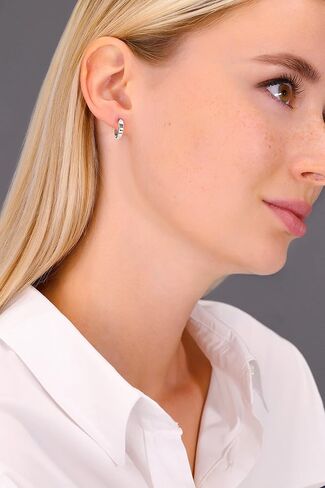 14K Solid White Gold Plain Huggie Hoop Earrings, Small Size Hoops for Women… in Saudi Arabia