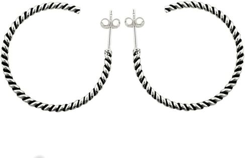 30mm Sterling Silver Twisted Braided Hoops Earrings Antiqued Finish Spiral Design .925 in Kuwait