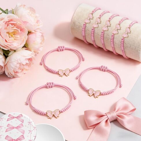 16 مجموعة من هدايا الحفلات الوردية على شكل فيونكة للنساء على شكل فيونكة من القماش وحقائب مكياج صغيرة ومرايا مدمجة وأساور منسوجة بكميات كبيرة من الزهور الوردية وحقائب مستحضرات التجميل للضيوف ووصيفات العروس ومستلزمات حفلات العازبة in Kuwait