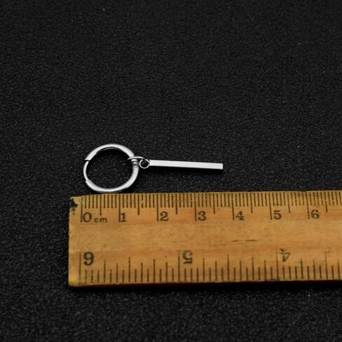 Minimalist Vertical Bar Small Hoop Short Dangle Drop Earrings for Men Women Boys Girls 316L Stainless Steel Charms Huggie Hinged Hoops Cartilage Helix Hypoallergenic Fashion Personalized Punk Geometric Line Stick Dangling Gifts Boyfriend Birthday Bff in Saudi Arabia