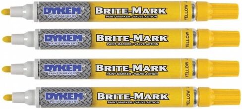 DYKEM 8034-8404 مجموعة أقلام تحديد الخطوط العادية من برايت مارك، 4 قطع، أصفر in Kuwait