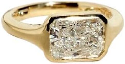 Bezel Set 3 Ct East West Radiant Cut Cubic Zirconia Engagement Ring, 8 x 10 MM Radiant Cut Ring,14 Kt Plated wedding gift,GIfted For Her.size 3-12 in Saudi Arabia