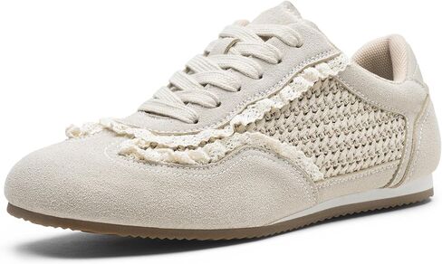 Vepose Women's Fashion Sneakers, Dressy Casual Square Toe Lace Detail Retro Tennis Shoes, Comfortable Walking 8205 Trainers in Saudi Arabia