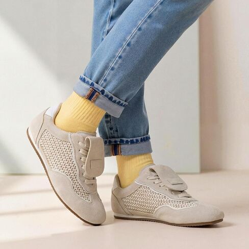 Vepose Women's Fashion Sneakers,Casual Walking Square Toe 8203 Comfortable Vintage Breathable Woven Raffia Shoes in Saudi Arabia