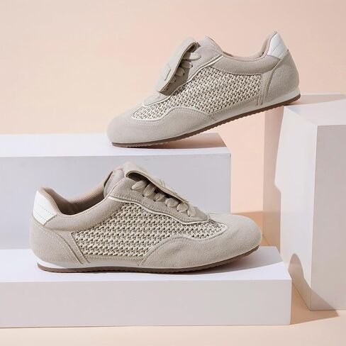 Vepose Women's Fashion Sneakers,Casual Walking Square Toe 8203 Comfortable Vintage Breathable Woven Raffia Shoes in Saudi Arabia