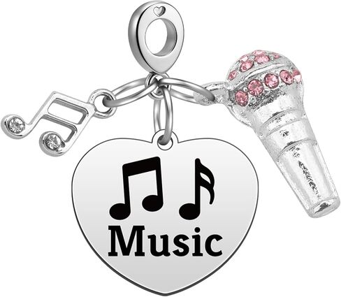 Heigebi Silver Charms for Bracelets and Necklace Music Dangle Pendants Beads Charms Valentine's Day Mother's Day Birthday Jewelry Gift for Women Sister Friends Mother Daughter Stainless Steel Pendant in Saudi Arabia