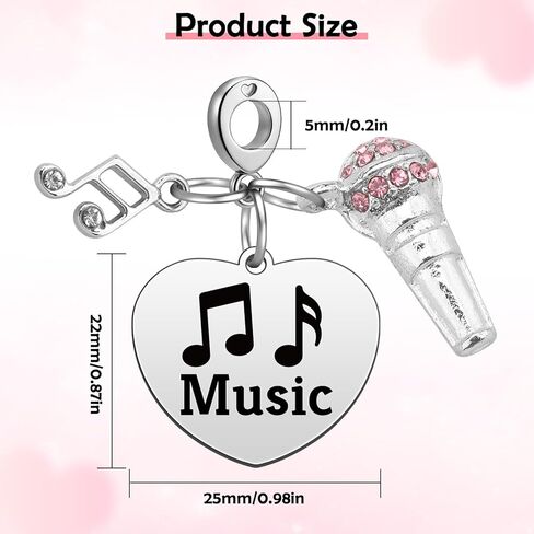 Heigebi Silver Charms for Bracelets and Necklace Music Dangle Pendants Beads Charms Valentine's Day Mother's Day Birthday Jewelry Gift for Women Sister Friends Mother Daughter Stainless Steel Pendant in Saudi Arabia