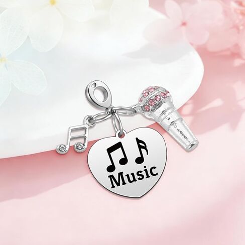 Heigebi Silver Charms for Bracelets and Necklace Music Dangle Pendants Beads Charms Valentine's Day Mother's Day Birthday Jewelry Gift for Women Sister Friends Mother Daughter Stainless Steel Pendant in Saudi Arabia