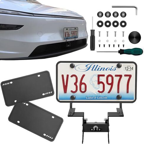 Upgraded No Drill Front License Plate Holder Kit for 2025 2026 Tesla Model Y Juniper Front License Plate Mount Accessories Aluminum Alloy Anti-Theft Lock, Free Silicone License Plate Frame in Saudi Arabia