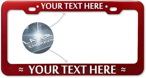 GoPlates Custom License Plate Frame - Laser Engraved Personalization - Fits Standard US Plates - Unique Car Accessory - Red in Saudi Arabia